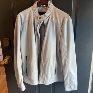 Calvin Klein Men's Gray Grey No Collar Faux Leather Bomber Coat